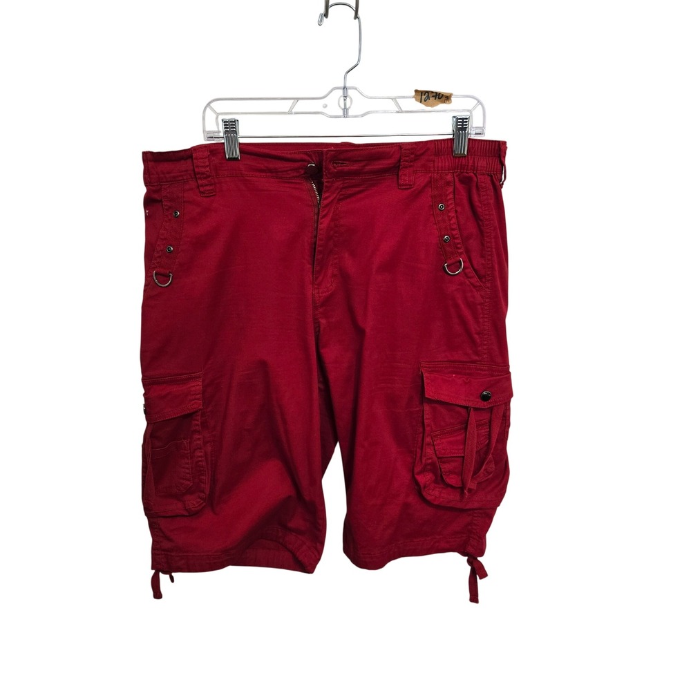 Ochenta Womens Red Cargo Shorts Size 12 Tactical Utility Multi‎ Pocket Cotton
